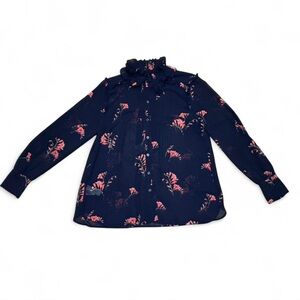 Ann Taylor Navy and Pink Floral Top